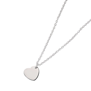 Polished stainless steel heart pendant necklace with minimalist silver link chain