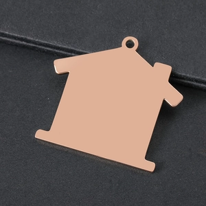 Polished house-shaped rose gold stainless steel pendant with top hanging hole for jewelry