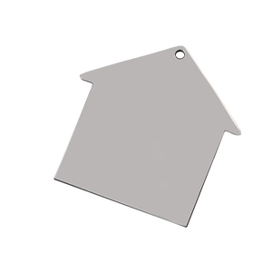 Polished silver house-shaped stainless steel pendant tag with top hanging hole