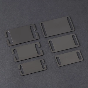 Matte black stainless steel slide buckles and strap connectors in three sizes