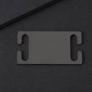 Close-up of matte black stainless steel slider pet ID tag for dog collar DIY engraving