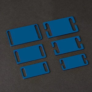 Blue stainless steel DIY collar sliders and hooks set for pet tags and straps
