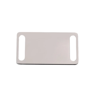 Custom silver stainless steel blank pet ID tag with side slots for collar attachment