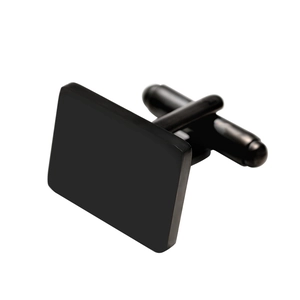 Polished matte black rectangular stainless steel cufflinks for men with T-shaped clasp