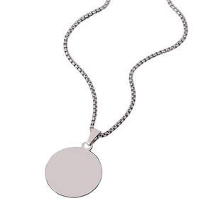 Collana in acciaio inossidabile argento con ciondolo tondo lucido per incisione personalizzata