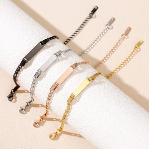 Roestvrijstalen ID-Armband voor Kinderen Minimalistische Figaro Ketting Blanco Plaat Verstelbaar Laser Graveren Sieraden Cadeau