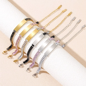 Bracelet en Acier Inoxydable Zircone Avec Plaque d'Identité Vierge Pour Femme Bijoux Réglables Cadeau Or Argent