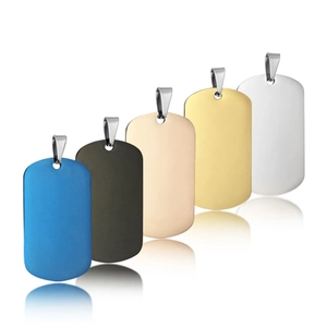 Titanium Steel Dog Tag Pendant Stainless Steel Military ID Tag Pendant Necklace Charm For Men Women Minimalist Jewelry Gift