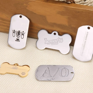 Custom stainless steel dog tags in bone and rectangle shapes with laser engraving