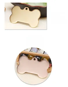 Polished bone-shaped stainless steel pet ID tags in gold and rose gold colors