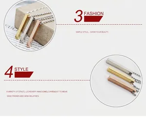 Polished stainless steel rectangular column pendants in gold, silver, and rose gold finish