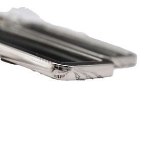 Minimalist silver mirror stainless steel plate keychain with a sleek polished metal finish