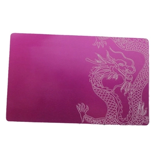 0.2mm metal business card with purple dragon gradient design for laser engraving