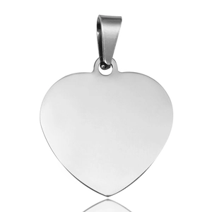 Polished stainless steel heart pendant necklace with high-gloss silver finish and bail