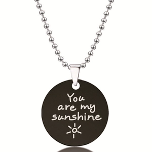 Inspirerende Gegraveerde Ronde Hanger Ketting Roestvrij Staal Zwart Zilver Bolletjesketting Mode Unisex Sieraden Cadeau