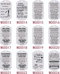 Set van 12 gegraveerde roestvrijstalen dogtags met inspirerende citaten voor de familie