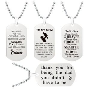 Roestvrij Stalen Dog Tag Halsketting Gegraveerde Inspirerende Boodschap Hanger Voor Vader Zoon Dochter Verjaardag Kerstcadeau