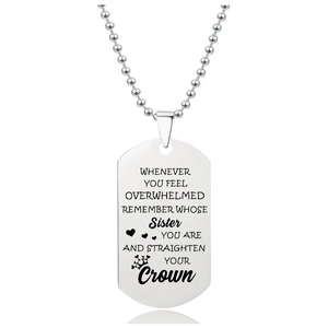 Roestvrijstalen dogtag ketting met gegraveerde inspirerende tekst en kralenketting
