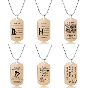Collar de Placa Militar de Acero Inoxidable con Citas Inspiradoras Grabadas Oro Rosa Colgante Cadena de Bolas Regalo Familia