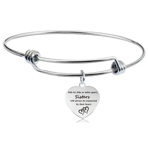 Verstellbares Edelstahl-Armband mit Herzanhänger und eingravierter Motivationsbotschaft