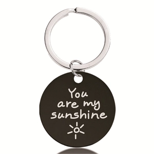 Stainless Steel Inspirational Quote Keychain Black Round Pendant Key Ring For Family Friends Gift Motivational Jewelry