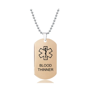 Medizinische Notfallkette mit Roségold-Anhänger und Symbol für Blutverdünner