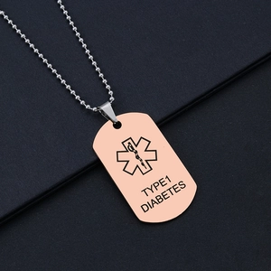 Roségoldene Typ 1 Diabetes Medizinische Halskette mit Notfallsymbol auf Kugelkette