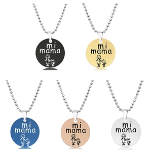 Custom engraved stainless steel round necklaces for Mother's Day with five metal finishes