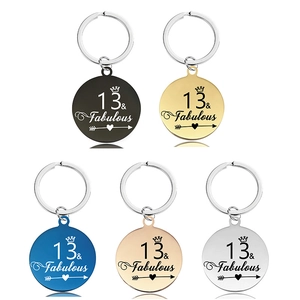 Porte-clés d'Anniversaire en Acier Inoxydable Pendentif Rond en Métal pour Cadeau de 13 16 18 30 40 50 60 Ans Fête