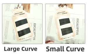 Dettaglio del set di forcine nere con diverse curvature su scheda di visualizzazione