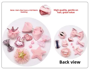 Coffret d'accessoires cheveux roses pour enfants avec pinces sécurité en tissu