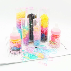 Süße Mädchen Einweg Elastische Haarbänder Set Hochdehnbare Bunte Gummibänder Mini Flasche Verpackung Haarschmuck