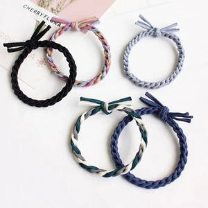 Set di 5 elastici per capelli intrecciati con mini fiocchi in colori misti assortiti