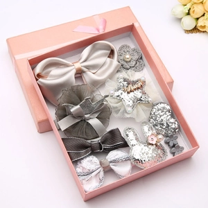 Barrettes Cheveux Enfants Nœuds Étoiles Couronnes Fleurs Assorties Tissu Paillettes Perles Artificielles Doux Style Coréen