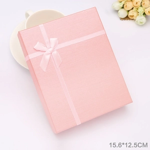 Boîte cadeau rose pour accessoires cheveux fille avec nœud en ruban 15,6x12,5CM