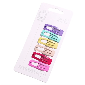 Set of 6 cute macaron color metal hair clips for girls with wavy hollow design