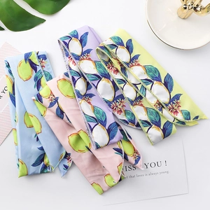 Japanese style lemon print wire headbands in light blue, pink, purple, and yellow
