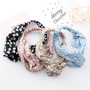 Damen Süß Schleife Druck Knoten Stirnband Elastisch Satin Stoff Haarband Kopfband Täglich Mode Haarschmuck Für Mädchen