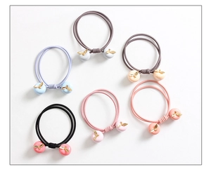 Lot de 6 chouchous élastiques colorés avec doubles cordes et décorations perlées