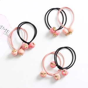 Lot d'élastiques à cheveux avec breloques fraise et pêche pour femmes, style coréen