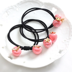Lot d'élastiques à cheveux avec pendentifs fraise et pomme mignons et extensibles