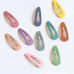 Set of 10 colorful matte drip oil water drop hair clips in various macaron shades