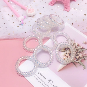 Süße irisierende Spiralhaargummis Set mit buntem Lasereffekt für Mädchen Haarschmuck