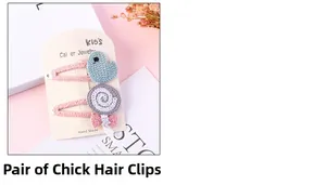 Détails de barrettes à cheveux au crochet fait main avec motifs poussin et sucette fille