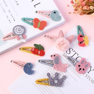 Barrettes Cheveux Enfants Tissées à la Main Dessin Animé Animal Floral Couronne BB Clips pour Filles Quotidien Décoratif Accessoires Cheveux Ensemble Paire