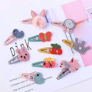 Lot de barrettes à cheveux princesse style coréen avec animaux en peluche et cerises tricot