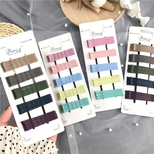 Korean Style Matte Alloy Bobby Pins Colorful Candy Color Earth Tone Wave Arc Straight Hair Clips For Girls Women