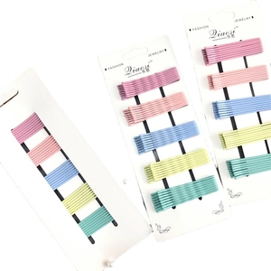 Colorful matte candy color hair clips set on white cardboards for girls and women