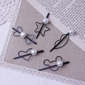 Lot de 5 Barrettes Cheveux Géométriques en Métal Künstliche Perle Fausse Coeur Étoile Noeud Lèvre Épingle à Cheveux Accessoires Quotidien Femme