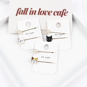 Süße Katzen Künstliche Perlen Haarklammern Kitty Kopf Und Pfote Haarnadeln Für Damen Mädchen Gold Legierung Emaille Schmuck Zubehör